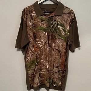 Cabela's Men's Camo Short Sleeve Collared Polo Cotton Pullover Size Large